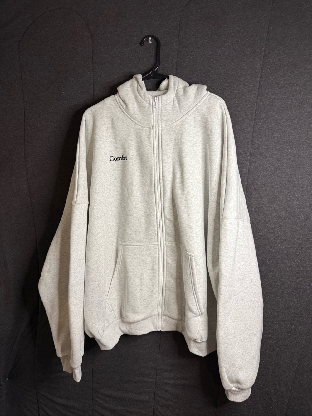 NWOT Comfrt Jacket Light Gray Full‑Zip Hoodie Sweater